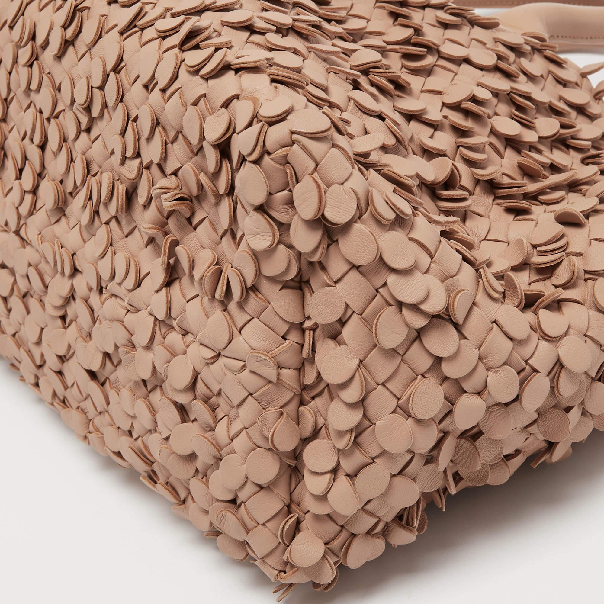 Bottega Veneta Peach Intrecciato Limited Edition Poussin Paillettes Cabat Tote 2