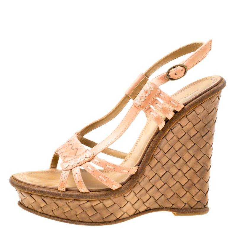 Peach wedge cheap shoes