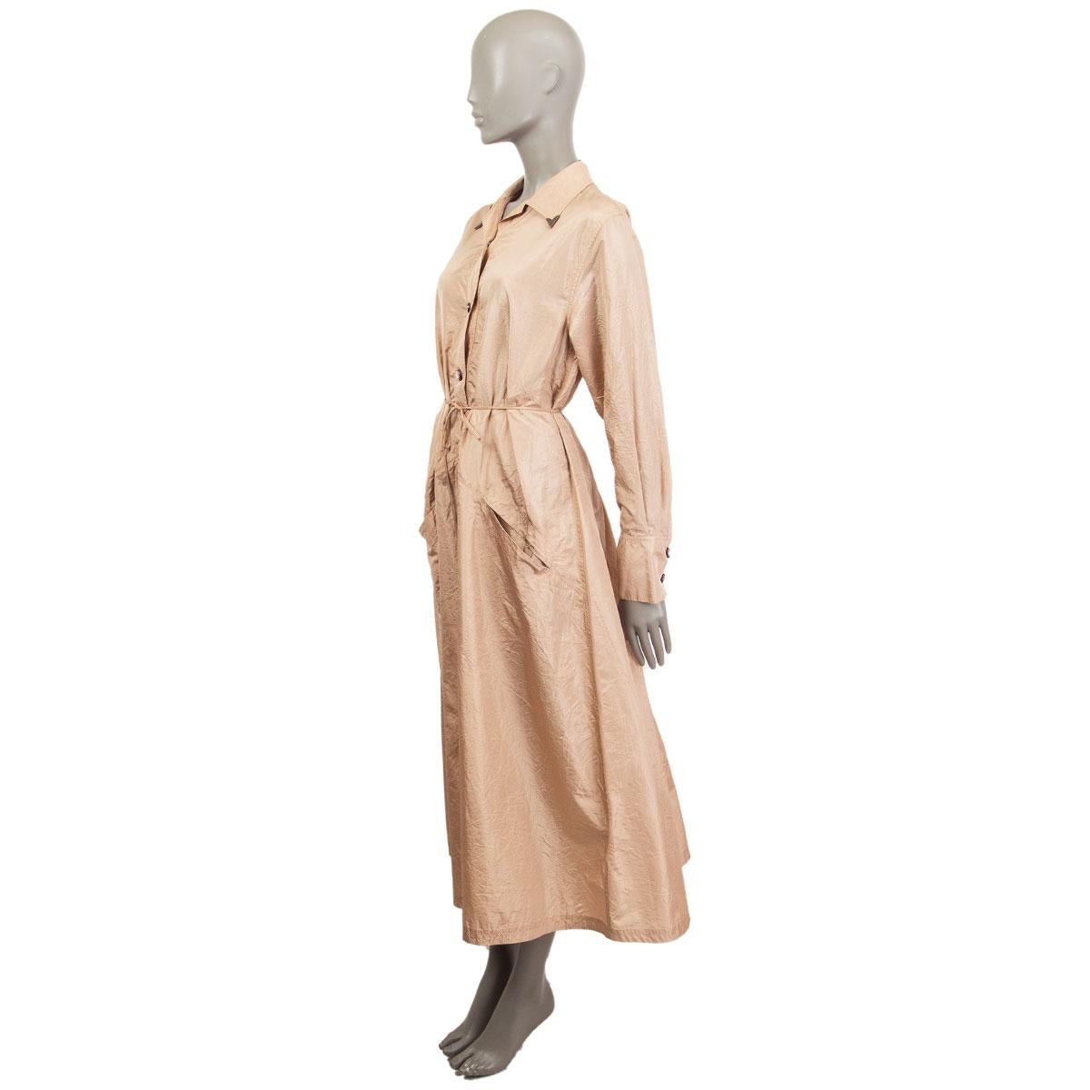 BOTTEGA VENETA pfirsichrosa BELTED WASHED SELK TAFFETA SHIRT Kleid 38 XS im Zustand „Hervorragend“ im Angebot in Zürich, CH