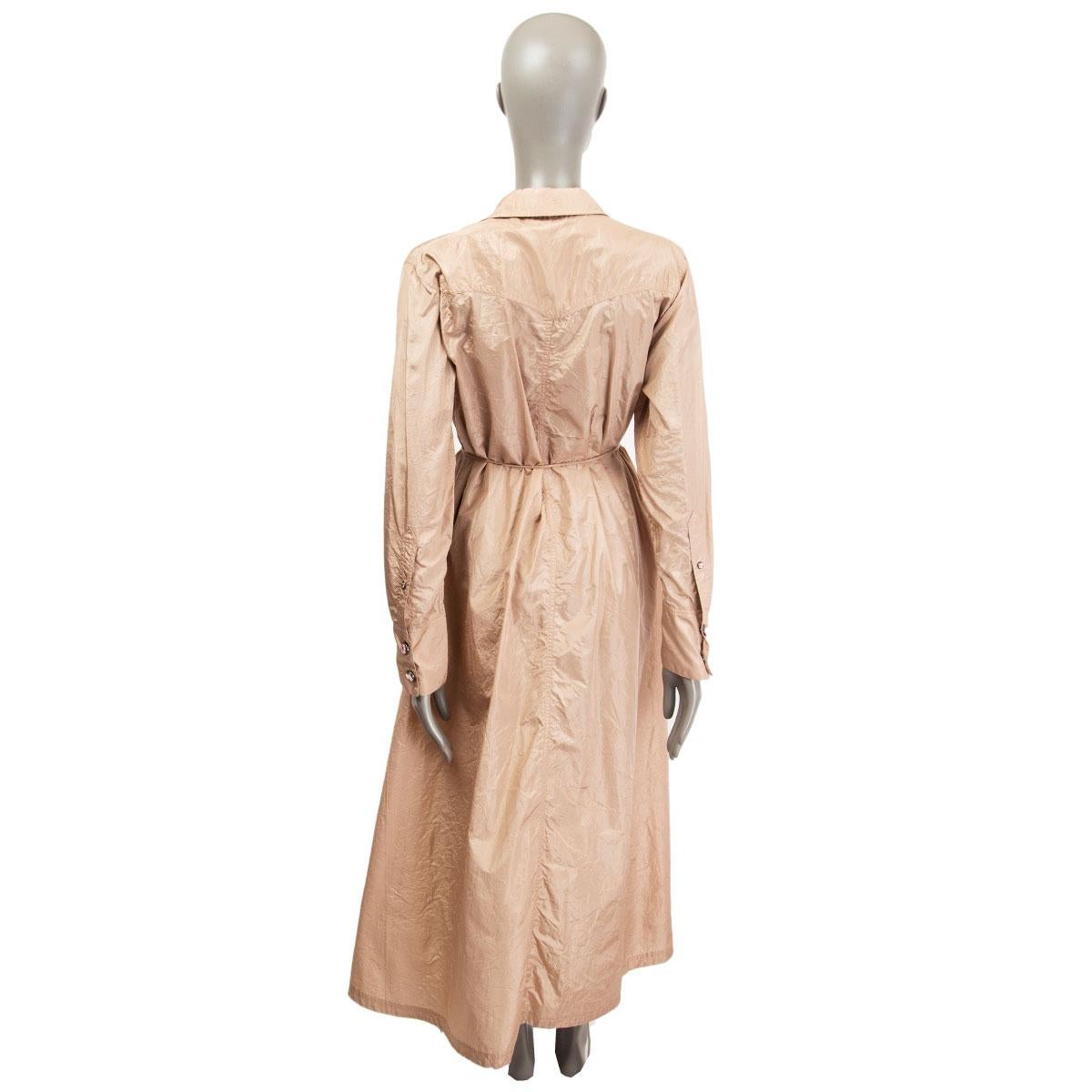 Beige BOTTEGA VENETA peachy pink BELTED WASHED SILK TAFFETA SHIRT Dress 38 XS For Sale