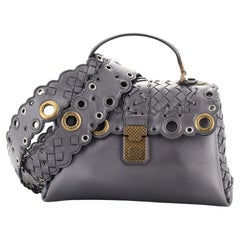 Bottega Veneta Piazza Top Handle Bag Leather with Intrecciato and Eyelet Detail 