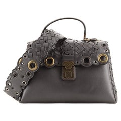 Bottega Veneta Piazza Top Handle Bag Leather with Intrecciato and Eyelet 