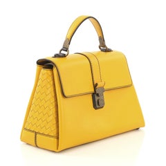 Bottega Veneta Piazza Top Handle Bag Leather with Intrecciato Detail Medium