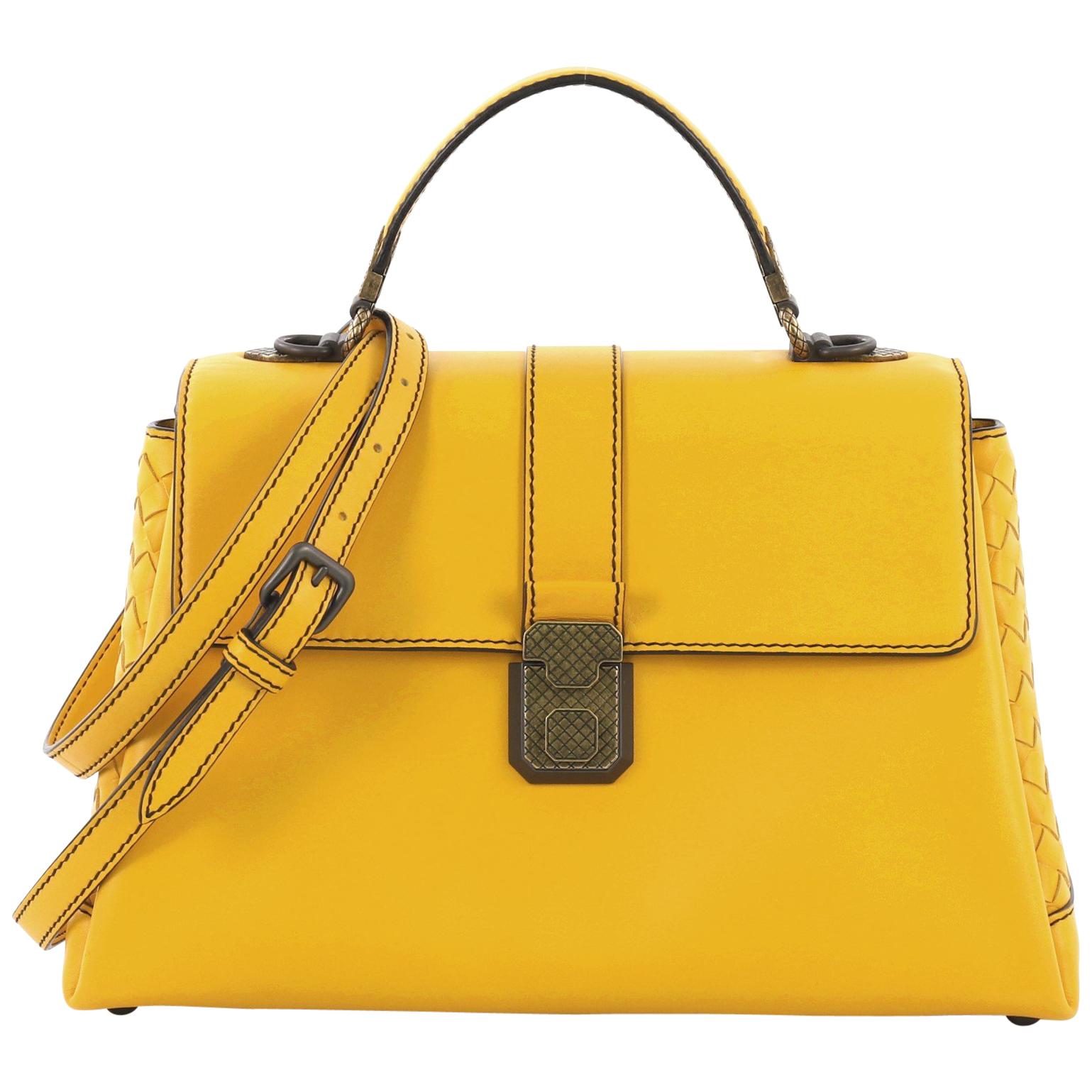 Bottega Veneta Piazza Top Handle Bag Leather with Intrecciato Detail Medium  at 1stDibs