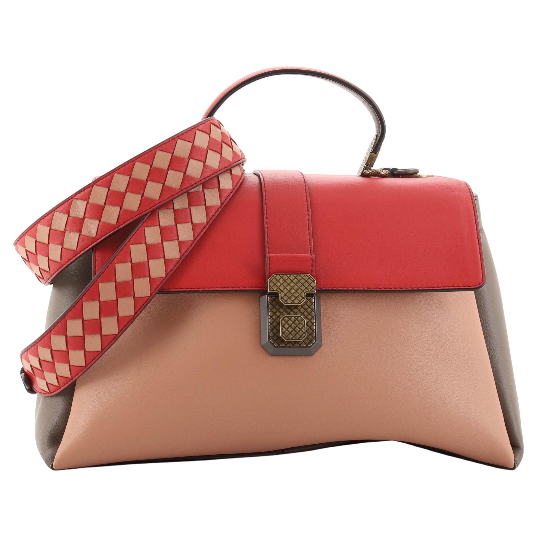 Bottega Veneta Piazza Top Handle Bag Leather with Intrecciato