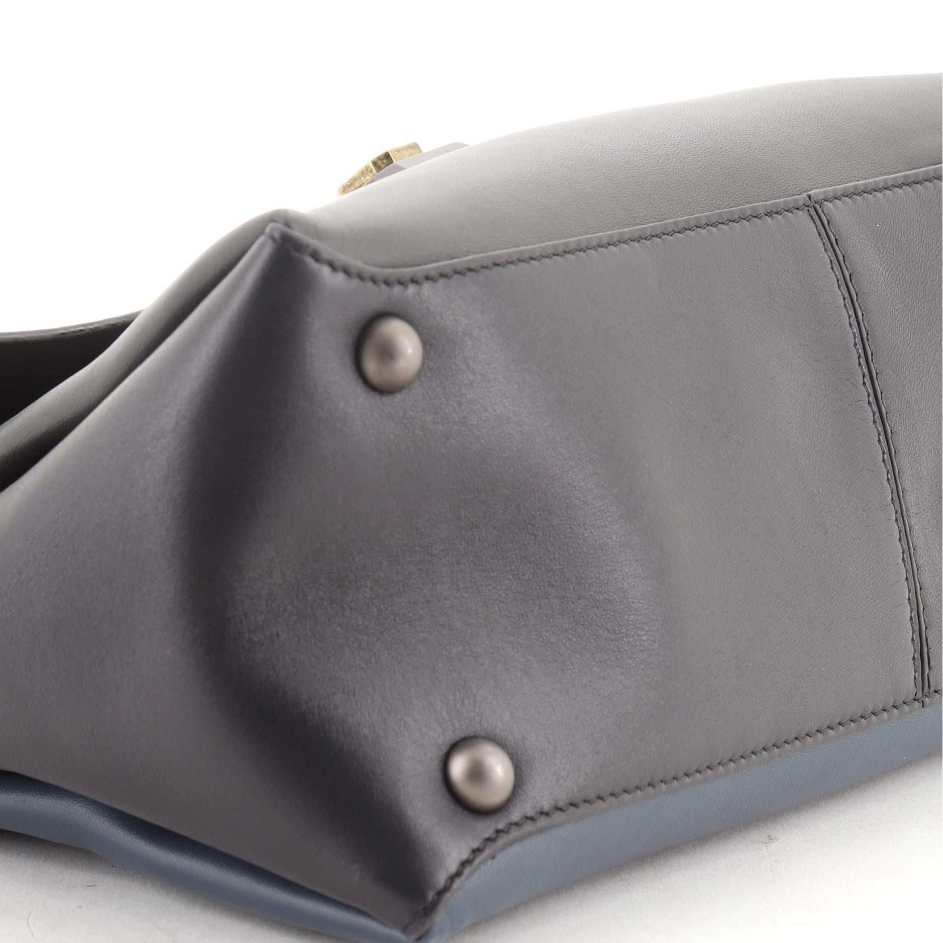 Bottega Veneta Piazza Top Handle Bag Leather with Intrecciato Detail Small Blue, 1