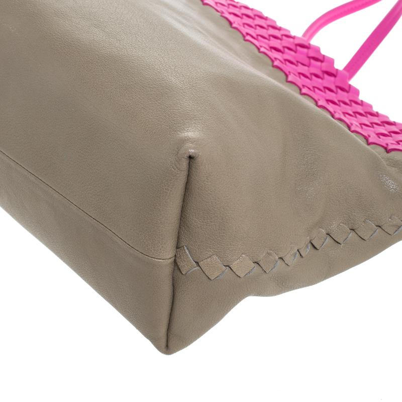 Bottega Veneta Pink/Beige Top Woven Leather Shopper Tote 5