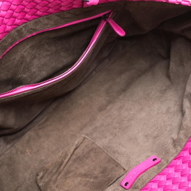 Bottega Veneta Pink/Beige Top Woven Leather Shopper Tote 1