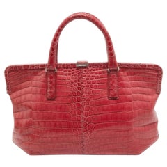 Bottega Veneta Pink Crocodile Frame Tote