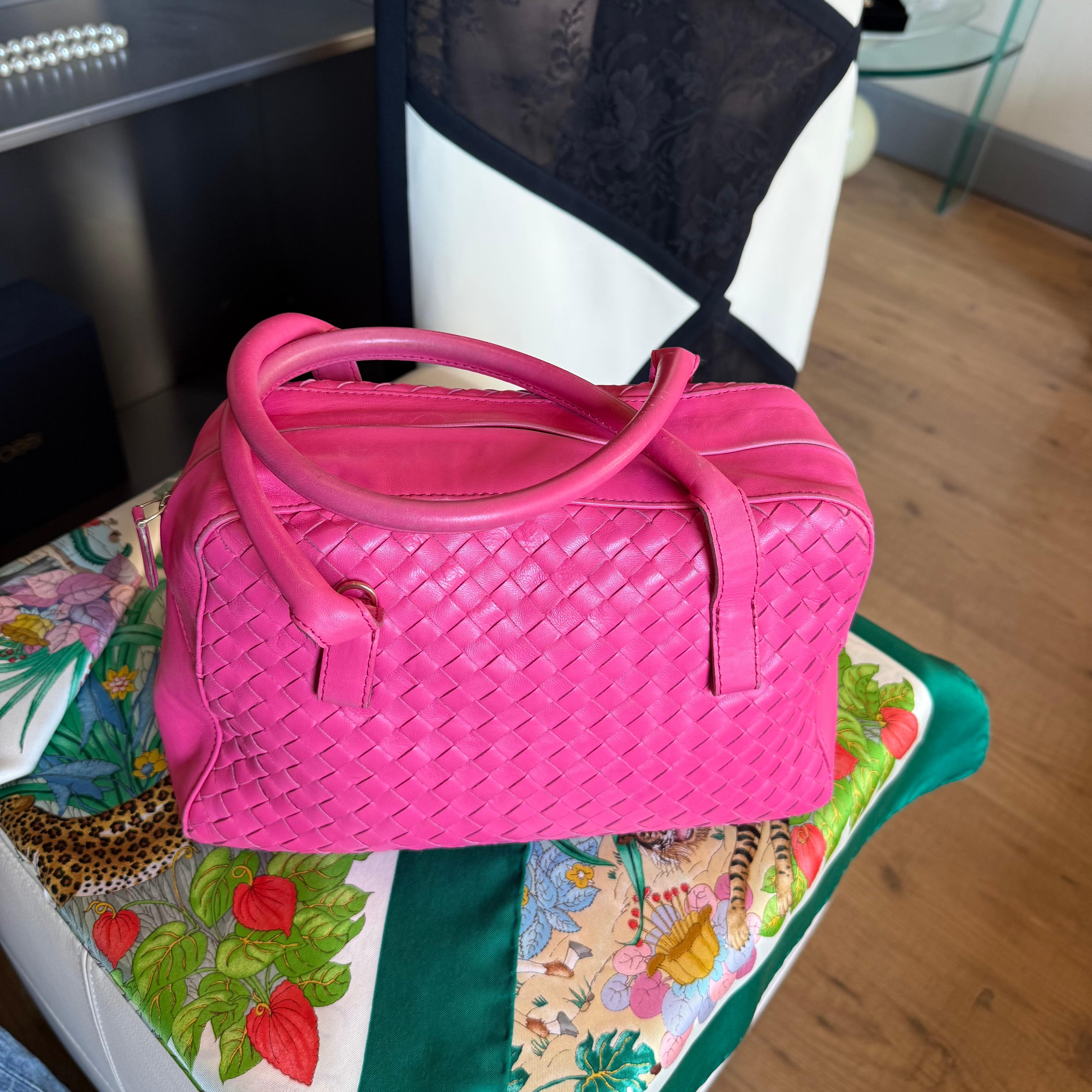 Bottega Veneta Pink Intrecciato Bag For Sale 5