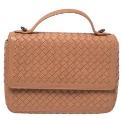 Bottega Veneta Pink Intrecciato Leather Alumna Top Handle Bag