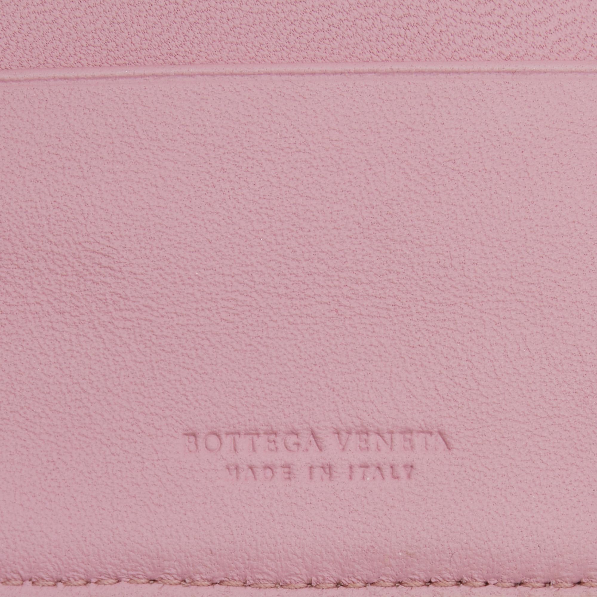 Bottega Veneta Pink Intrecciato Leather Compact Wallet 2