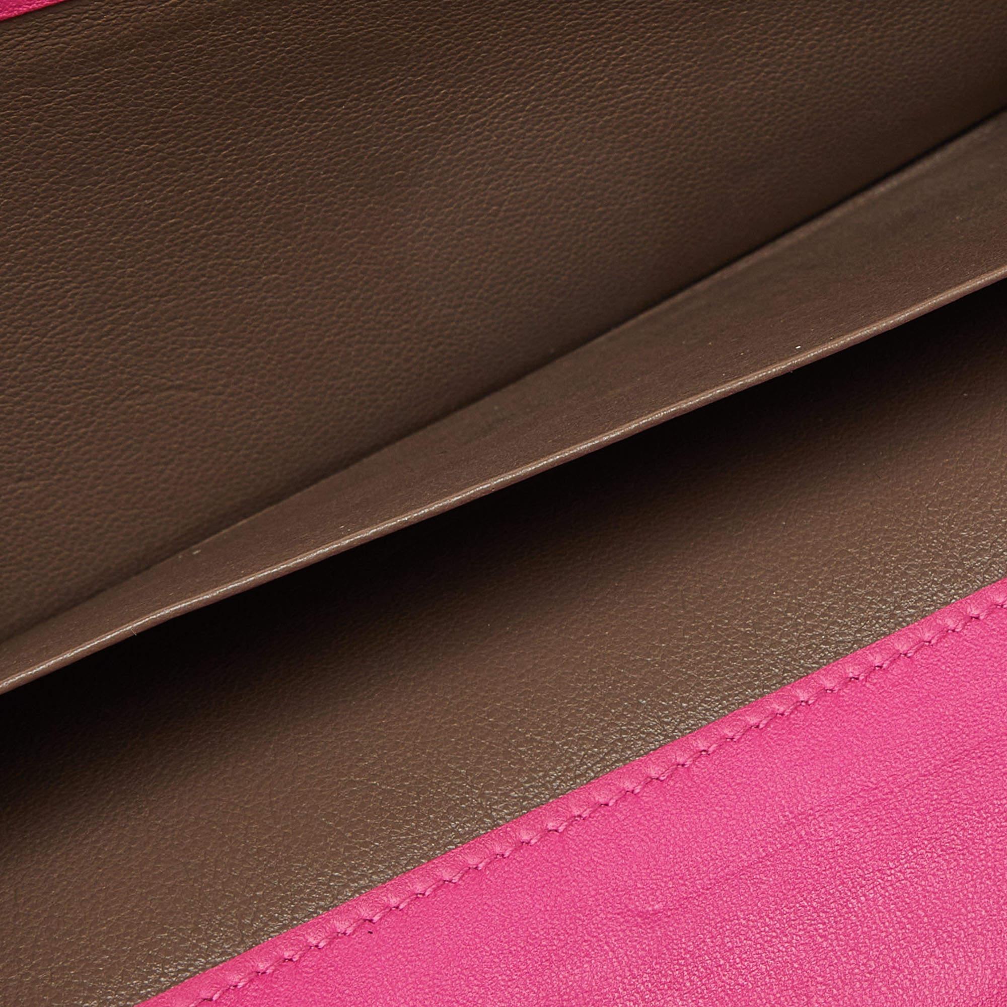 Bottega Veneta Pink Intrecciato Leather Flap Continental Wallet For Sale 6