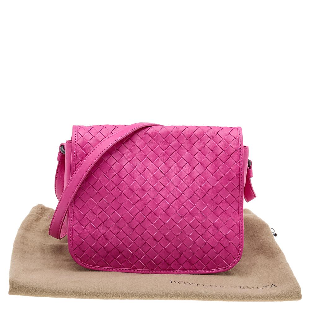 Bottega Veneta Pink Intrecciato Leather Flap Crossbody Bag 5
