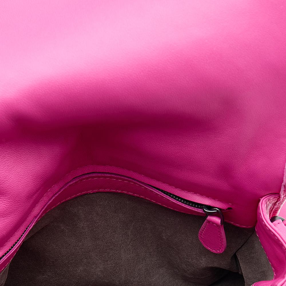 Bottega Veneta Pink Intrecciato Leather Flap Crossbody Bag 1
