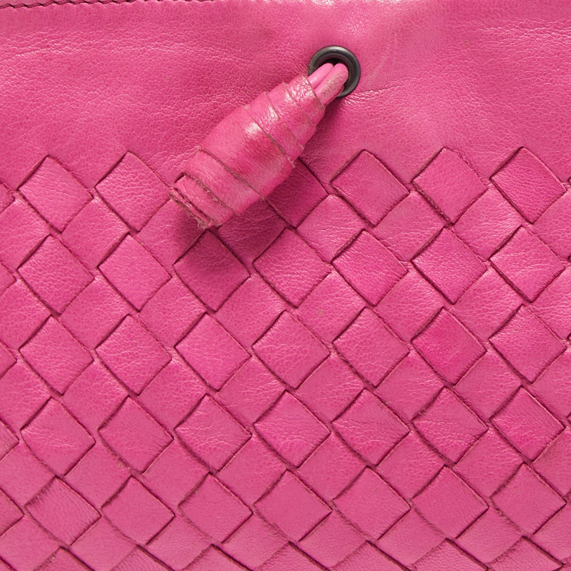 Bottega Veneta Pink Intrecciato Leather Magnetic Clutch Bag 7