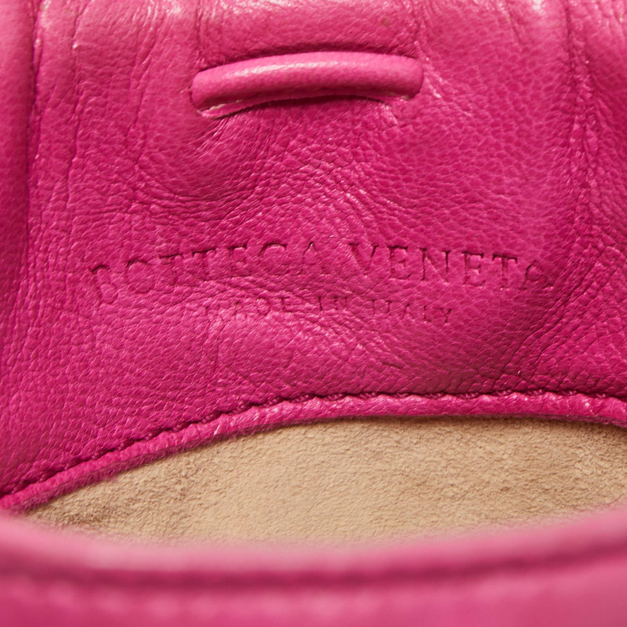 Bottega Veneta Pink Intrecciato Leather Magnetic Clutch Bag 4