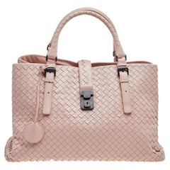 Bottega Veneta Pink Intrecciato Leather Medium Roma Tote