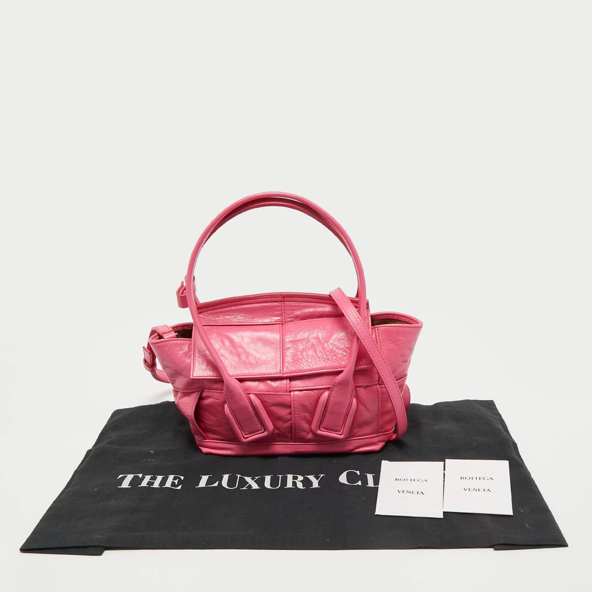 Bottega Veneta Pink Intrecciato Leather Mini Arco Tote 7