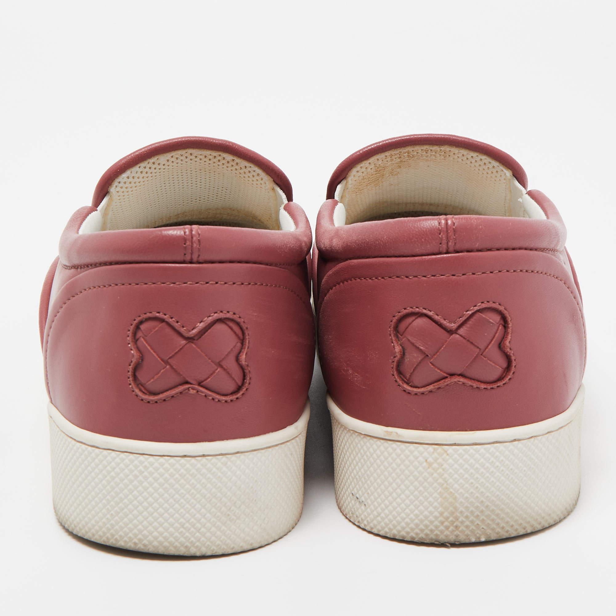 Bottega Veneta Pink Intrecciato Leather Slip On Sneakers Size 38 1