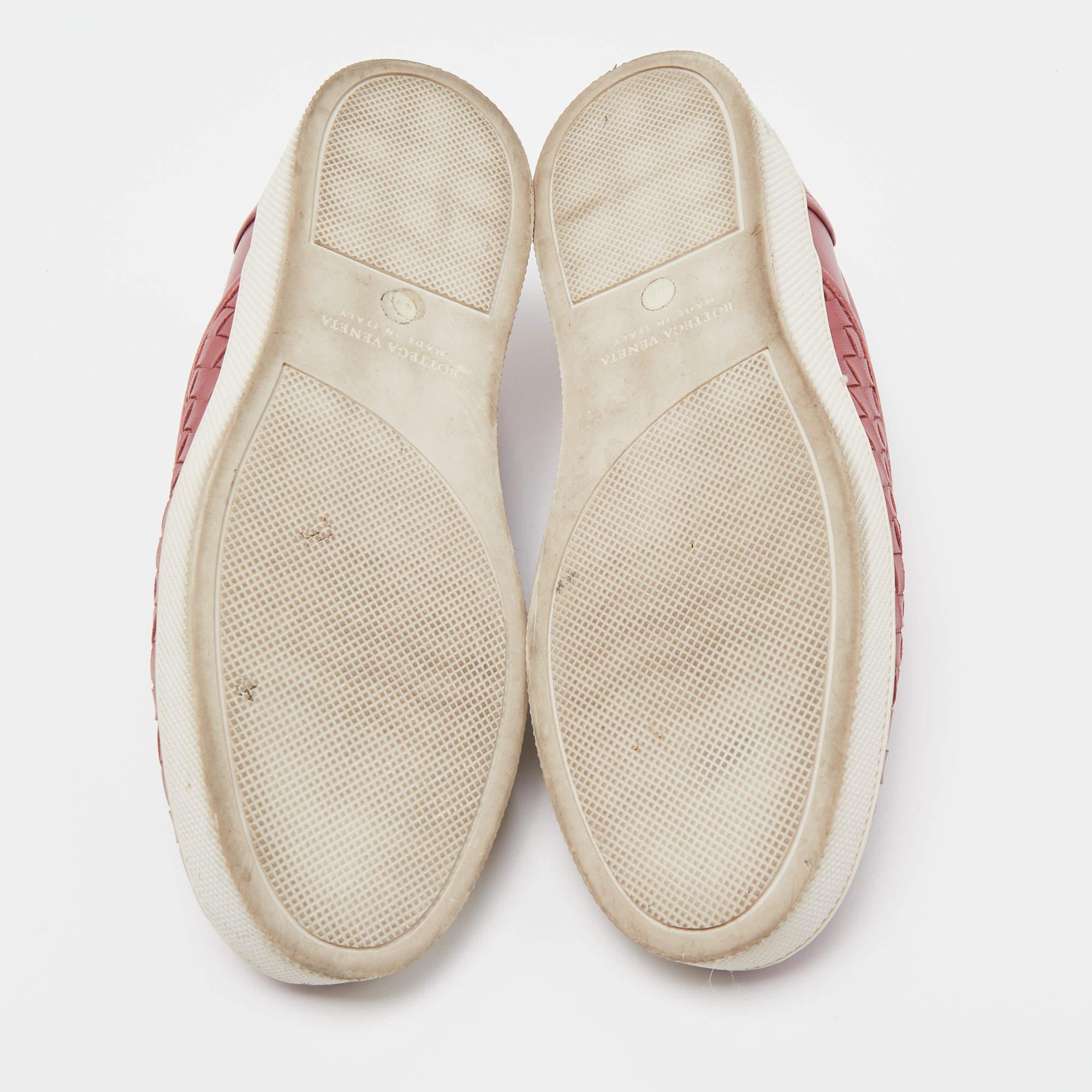 Bottega Veneta Pink Intrecciato Leather Slip On Sneakers Size 38 2