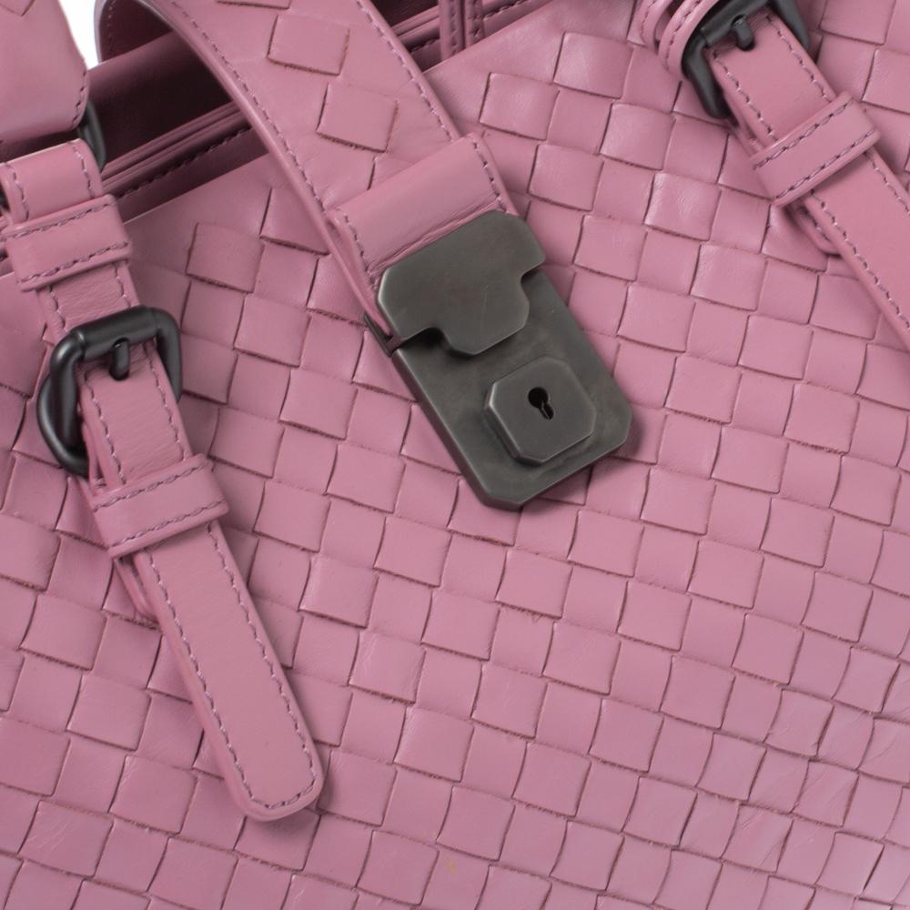 Bottega Veneta Pink Intrecciato Leather Small Roma Tote 6
