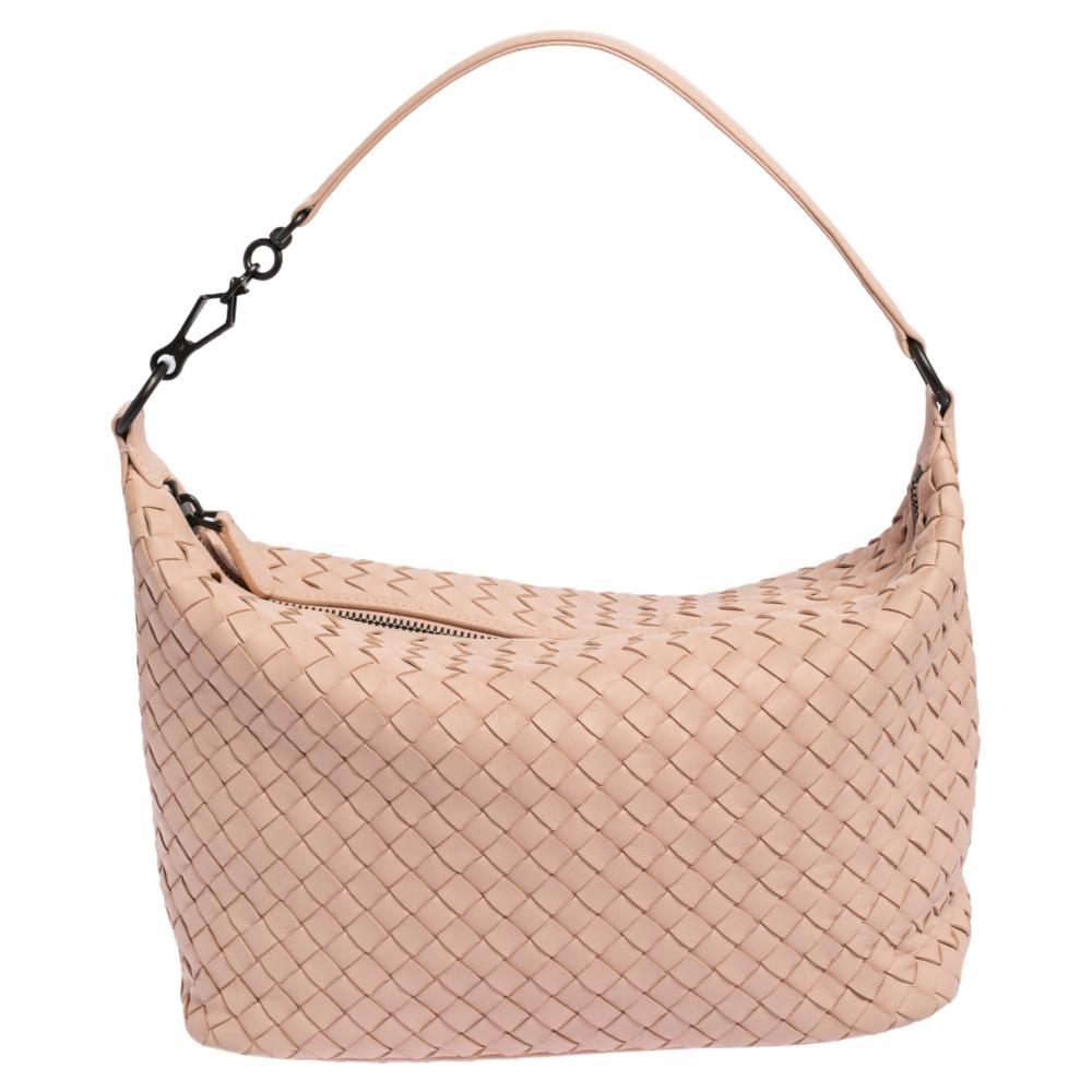 Bottega Veneta Pink Intrecciato Leather Small Shoulder Bag
