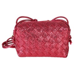 Bottega Veneta Pink Intrecciato Nappa Foil Mini Loop Camera Crossbody Bag