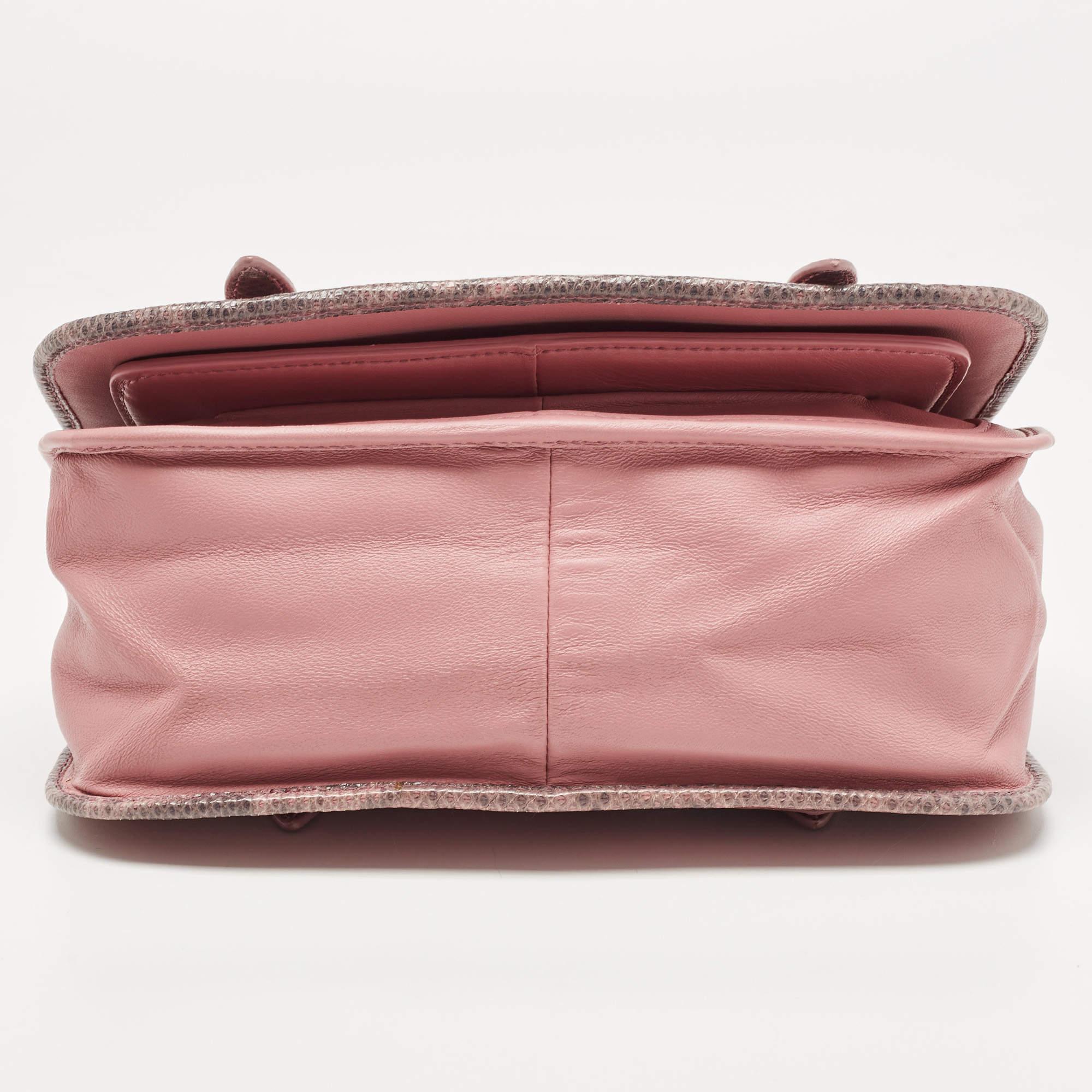Bottega Veneta Pink Karung and Intrecciato Leather Flap Crossbody Bag For Sale 2