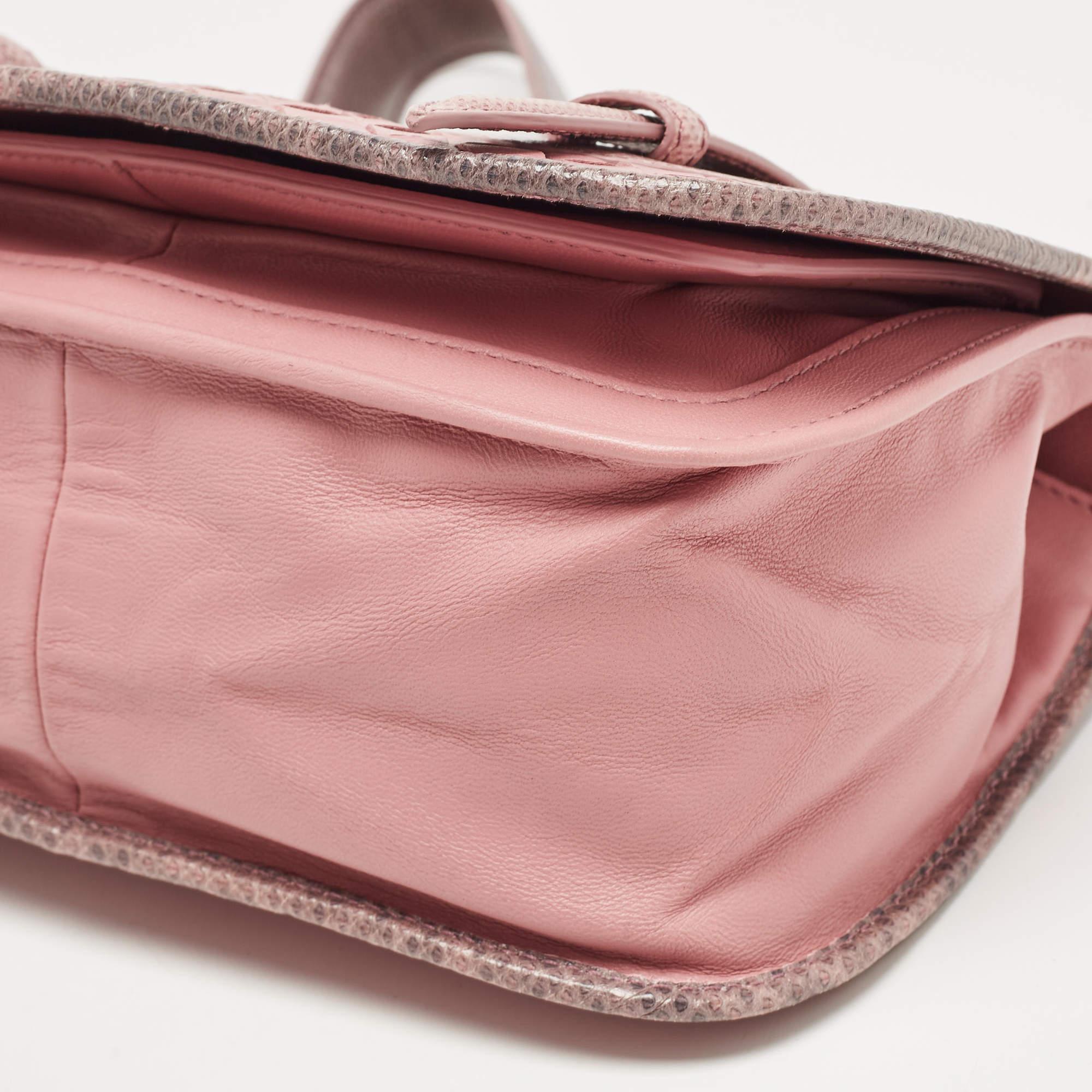 Bottega Veneta Pink Karung and Intrecciato Leather Flap Crossbody Bag For Sale 4