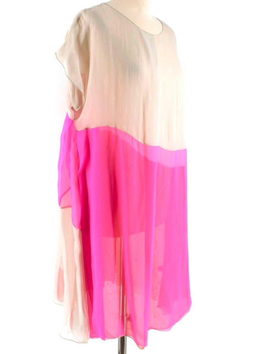 Bottega Veneta Pink Layered silk-chiffon dress
- Pale-taupe sheer double-layered silk-chiffon
- Hot-pink and tangerine panels
- Slips on
- Light weight delicate material 

Materials
100% silk

Dry Clean Only 

Please note, these items are pre-owned