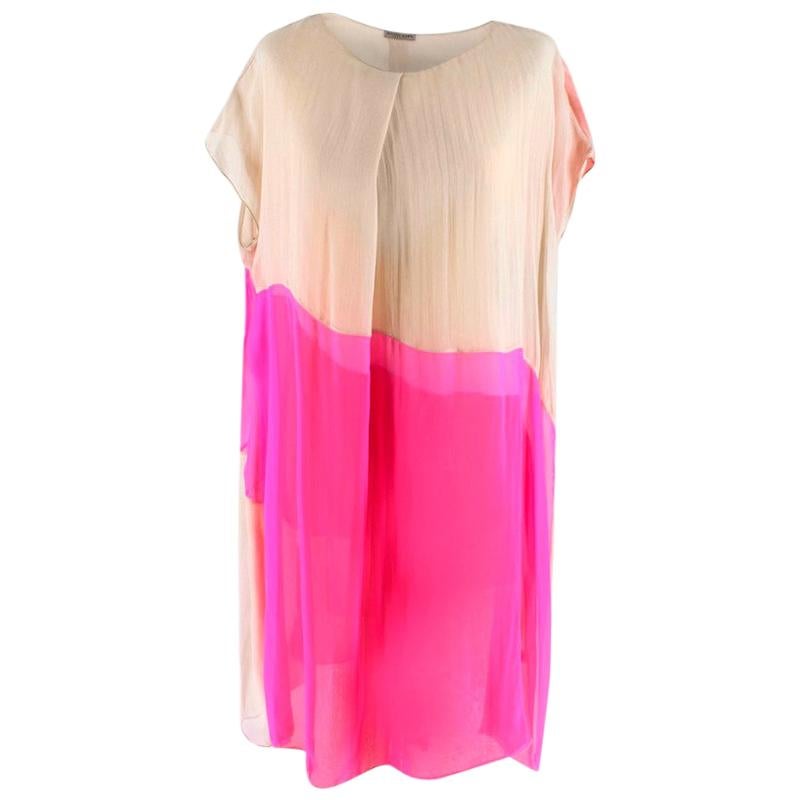 Bottega Veneta Pink Layered silk-chiffon draped dress - Size US 8 For Sale