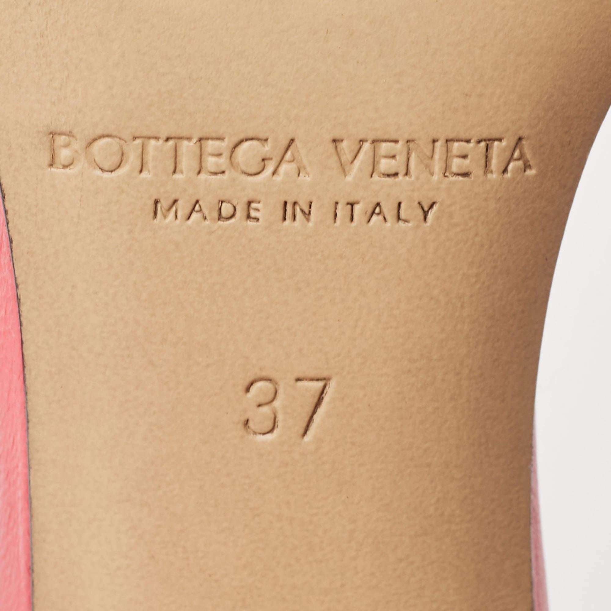 Bottega Veneta Pink Leather Ankle Strap Sandals Size 37 For Sale 3