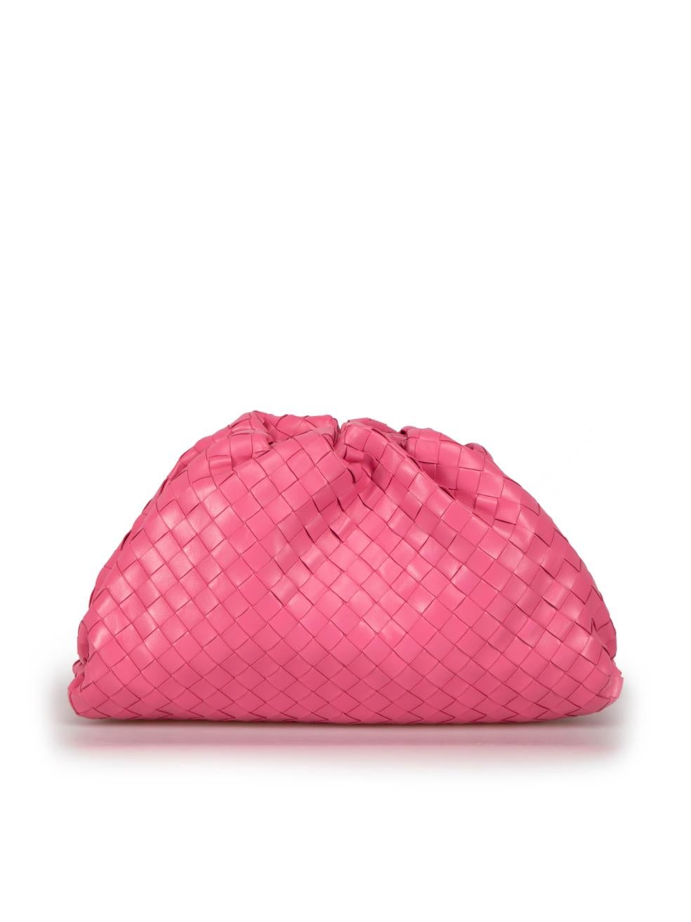 Bottega Veneta Pink Leather Intrecciato Clutch In Excellent Condition In London, GB