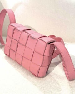 Bottega Veneta Pink Leather Intrecciato Maxi Cassette Bag