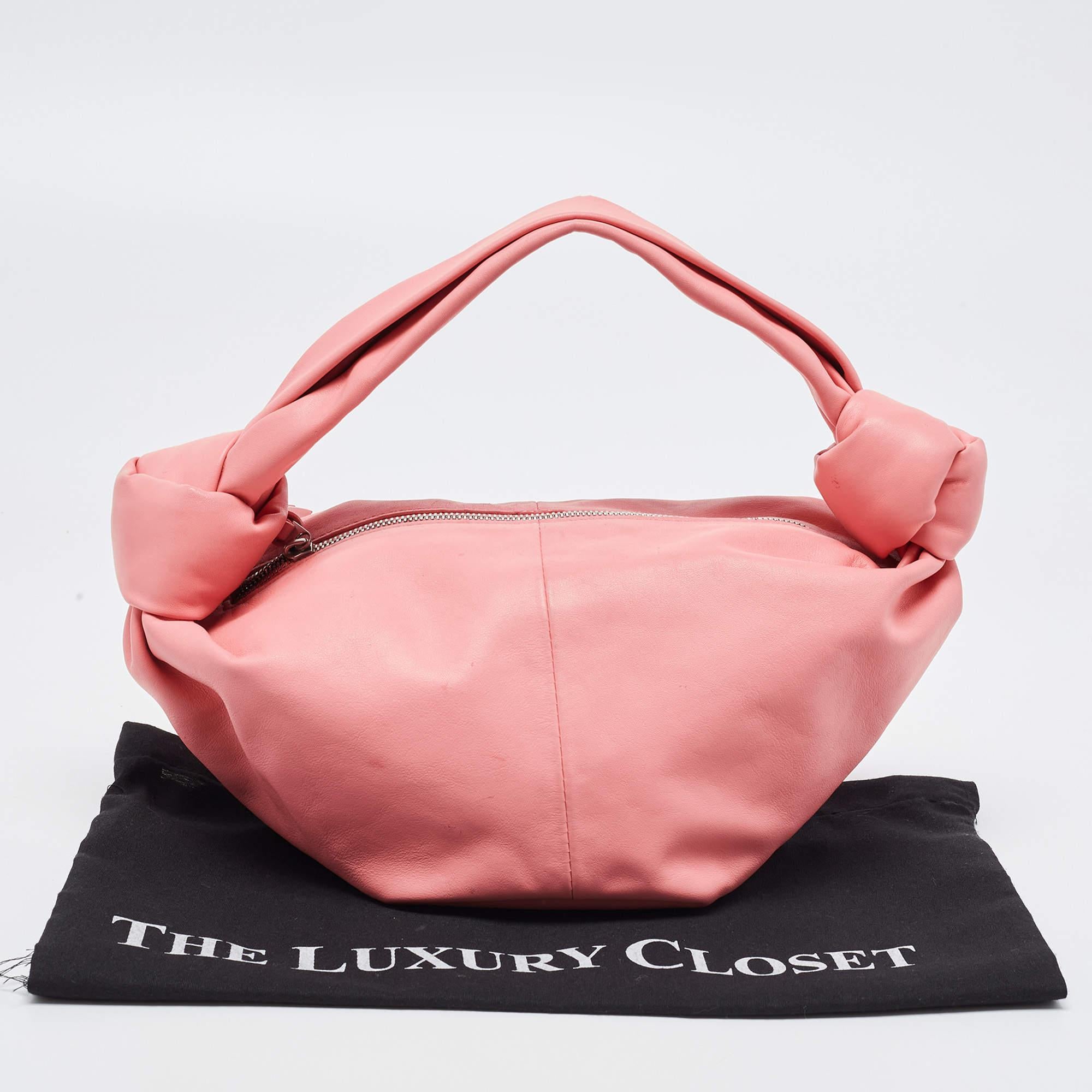 Bottega Veneta Pink Leather Mini Double Knot Hobo 14