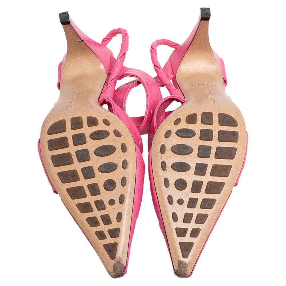 Women's Bottega Veneta Pink Leather Slingback Sandals Size 39