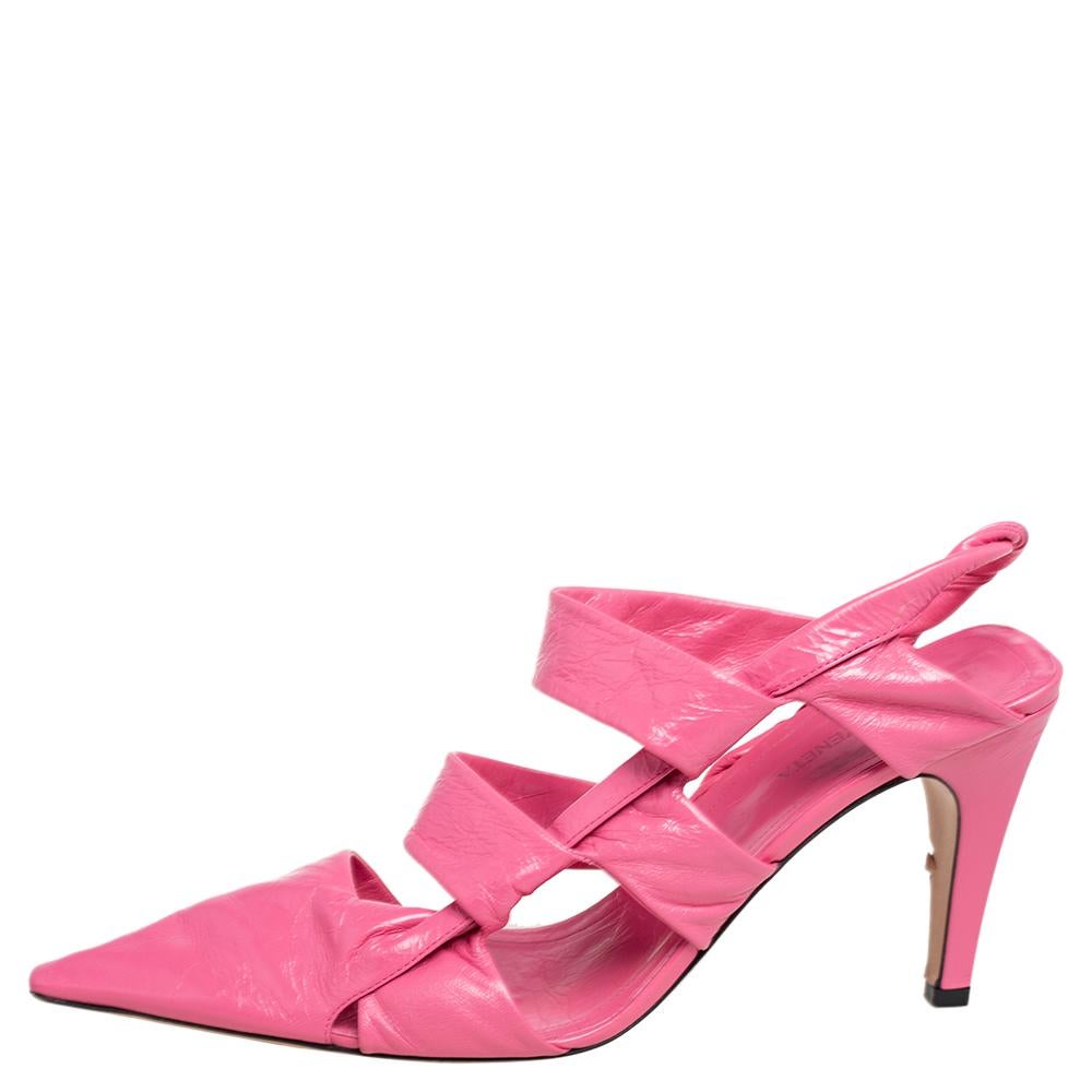 Bottega Veneta Pink Leather Slingback Sandals Size 39 1