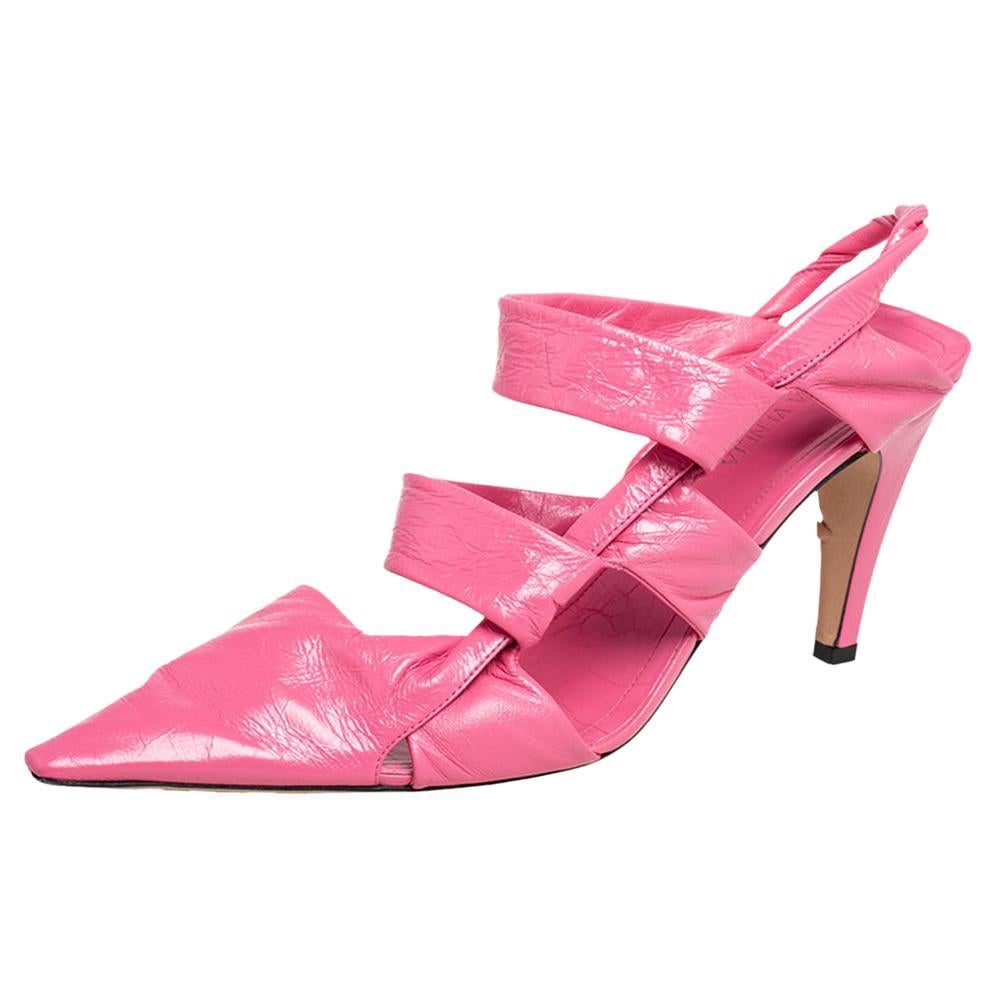 Bottega Veneta Pink Leather Slingback Sandals Size 39