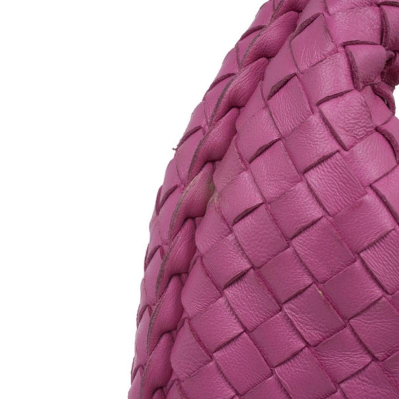 Bottega Veneta Pink Leather Small Intrecciato Hobo 3