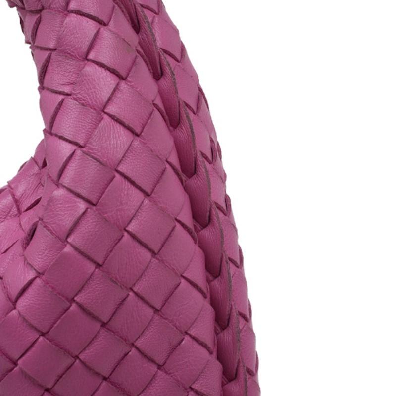Bottega Veneta Pink Leather Small Intrecciato Hobo 4