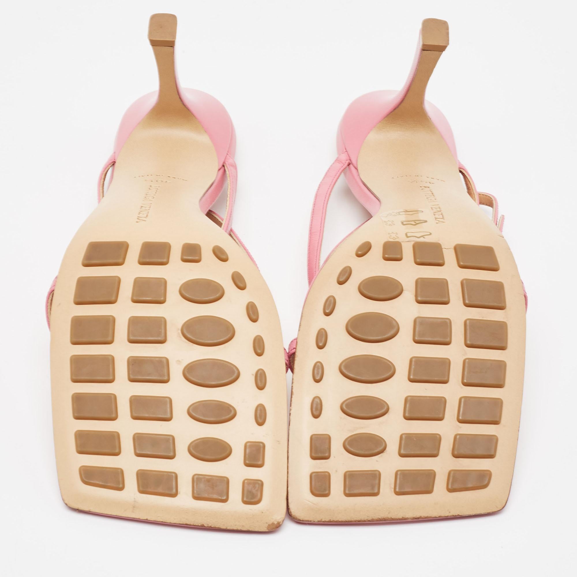 Bottega Veneta Pink Leather Stretch Ankle Strap Sandals Size 40.5 2