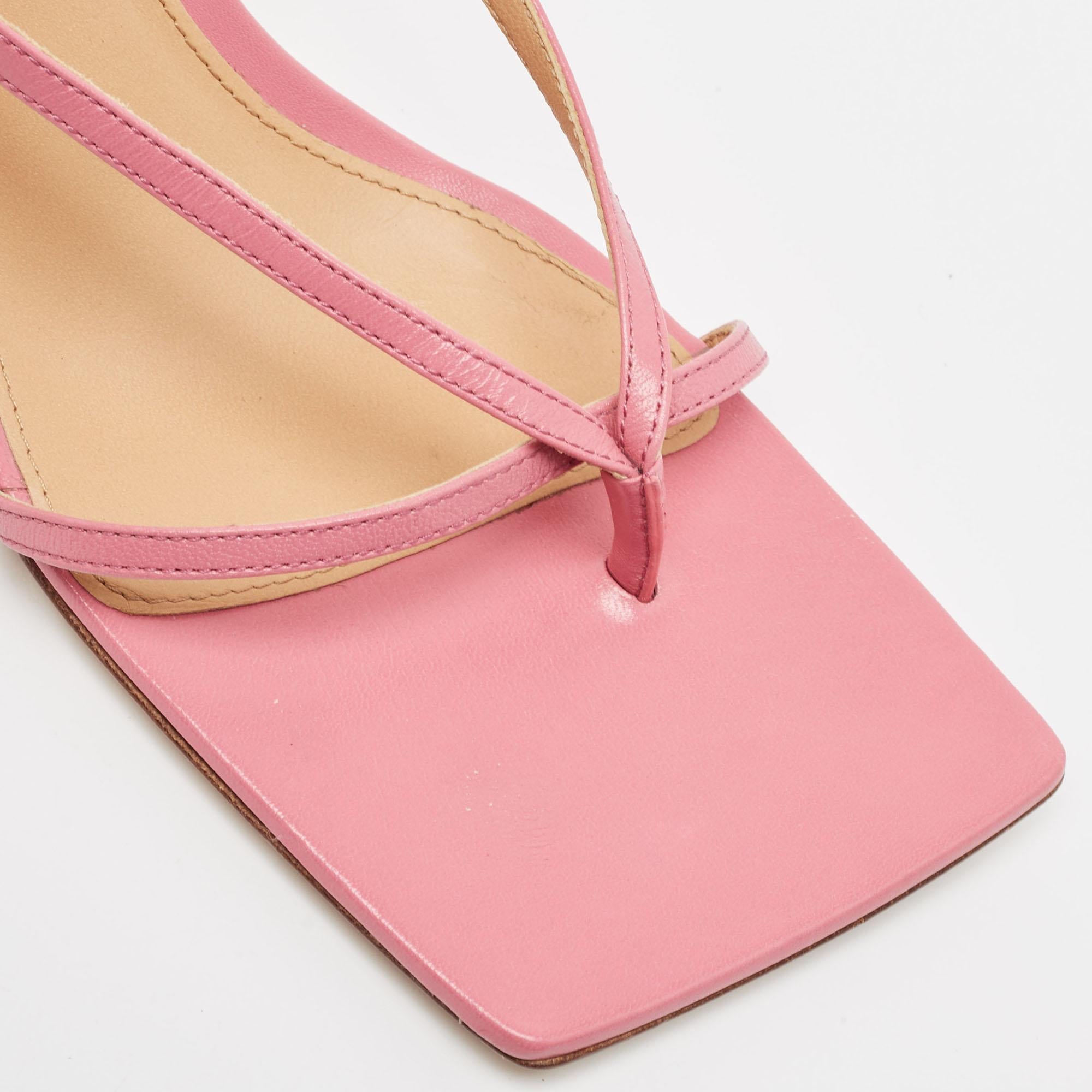 Bottega Veneta Pink Leather Stretch Ankle Strap Sandals Size 40.5 4