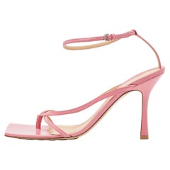 Bottega Veneta Pink Leather Stretch Ankle Strap Sandals Size 40.5