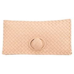 Bottega Veneta Pink Leather Turn Lock Clutch