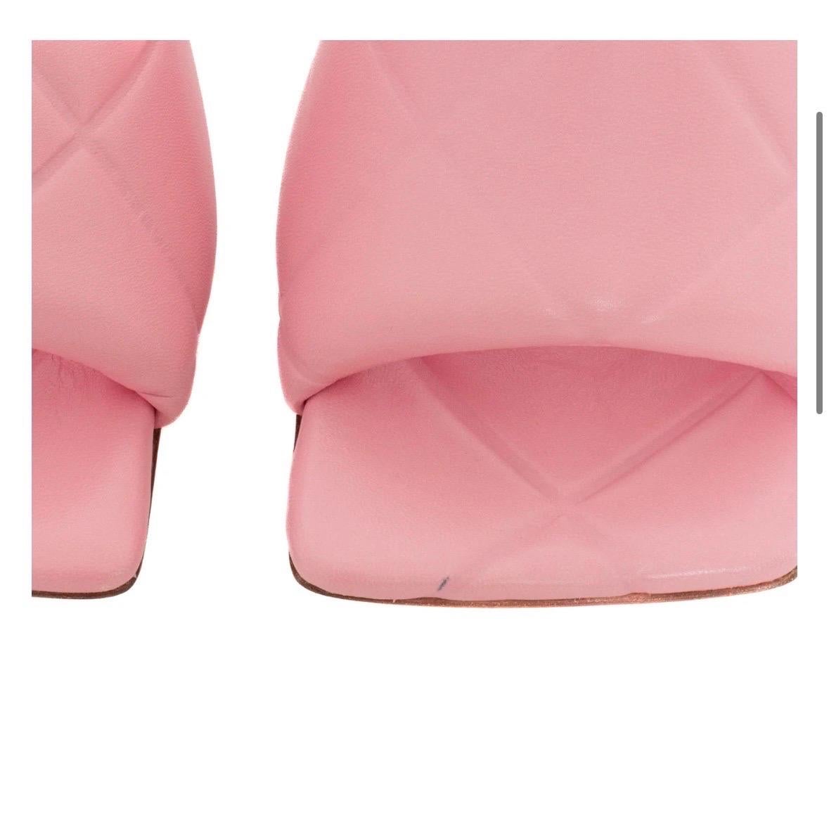 Bottega Veneta Pink Padded Leather Mules For Sale 5