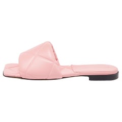 Bottega Veneta Pink Quilted Leather Lido Flat Slides Size 36