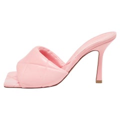 Bottega Veneta Pink Quilted Leather Slide Sandals Size 39