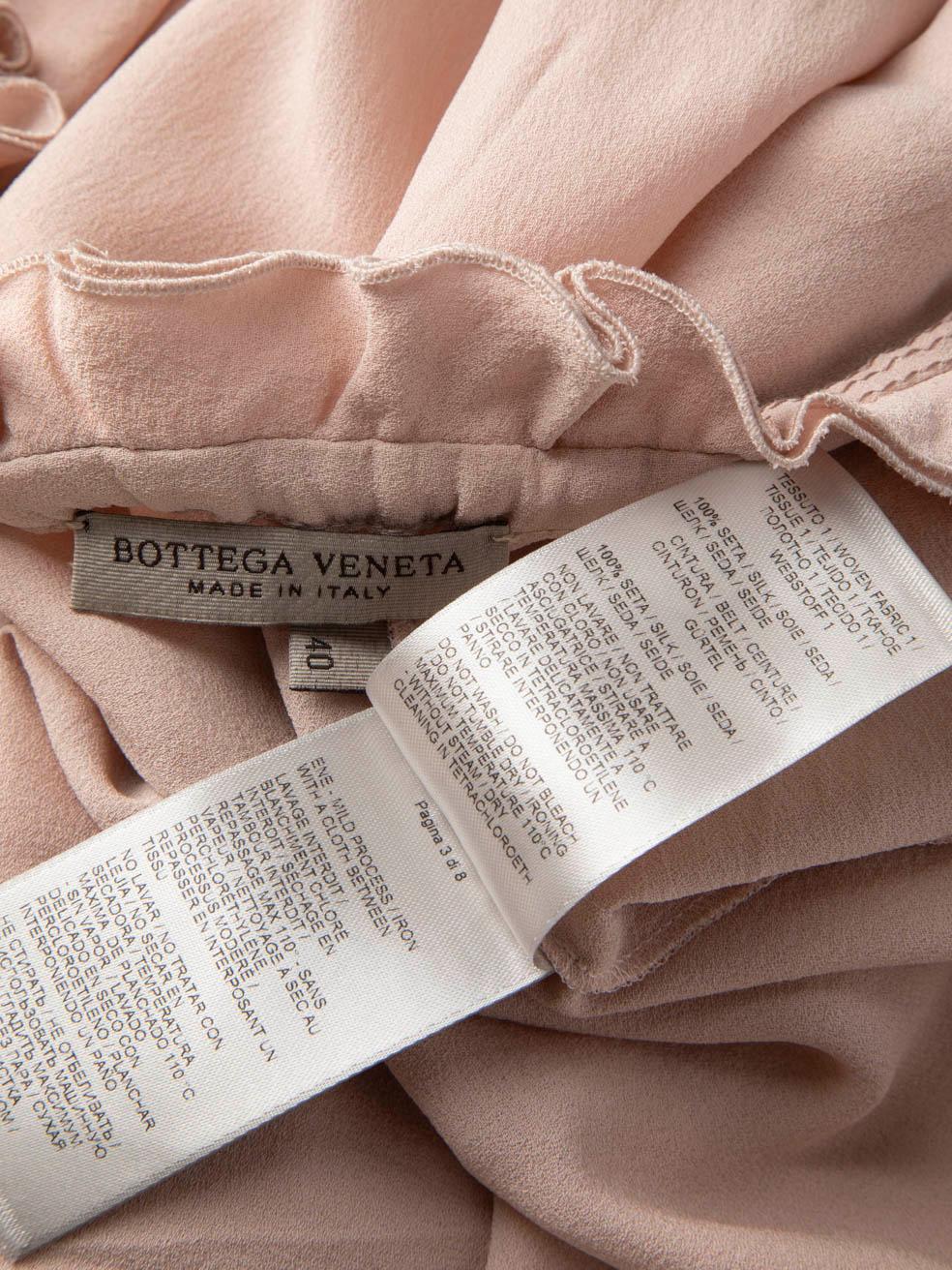 Bottega Veneta Pink Silk Midi Ruffle Dress Size S For Sale 1