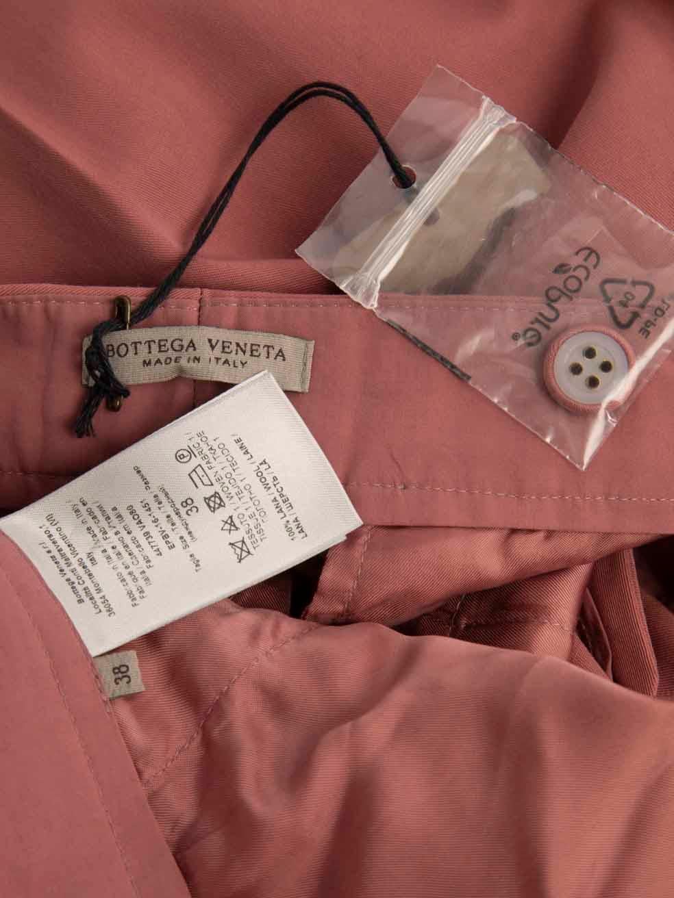 Bottega Veneta Pantalones de lana rosa con puños doblados Talla XS en Nuevo estado para la venta en London, GB
